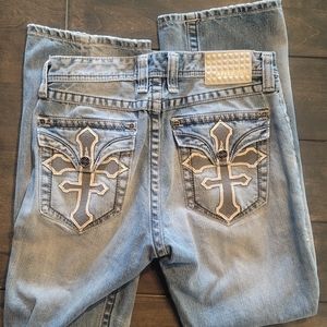 Affliction Grant Black Premium Size 32 x 30 Relaxed Boot Blue